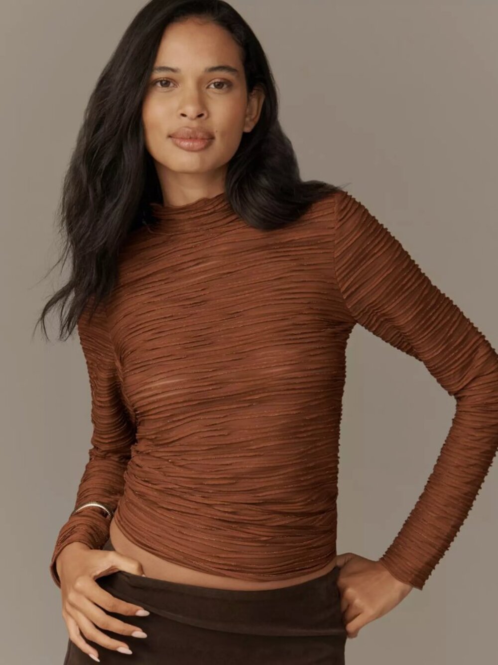 Anthropologie x Pilcro Metallic Textured Turtleneck Top Size Med - NEW NWT